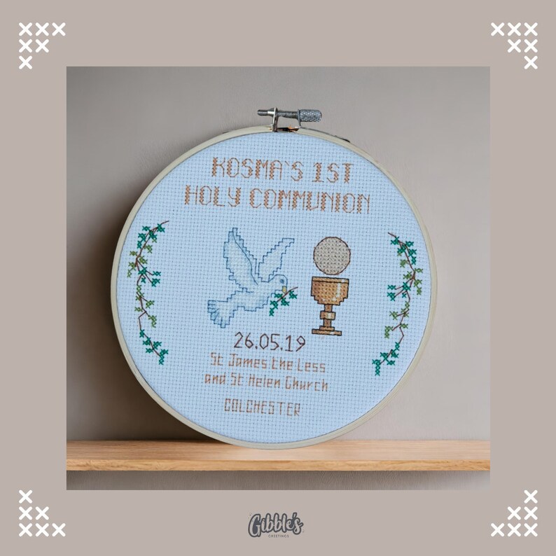 Personalised First Holy Communion Cross Stitch Pattern | DIY ...