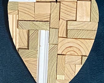 Handmade Wooden Mosaic Heart – Recycled Wood Wall Art