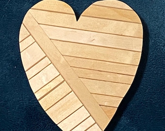 Rustic Wooden Heart Wall Art – Handmade Geometric Design