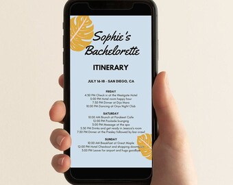 Bachelorette Itinerary Template, Palm Springs, Editable Weekend Itinerary Template, Instant Download, Agenda, Customizable Digital Itinerary