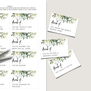 Bachelorette Party Drinking Game | Greenery, Dirty Drink If Game, Printable Bachelorette Games, Bachelorette Party Games, Editable, G1