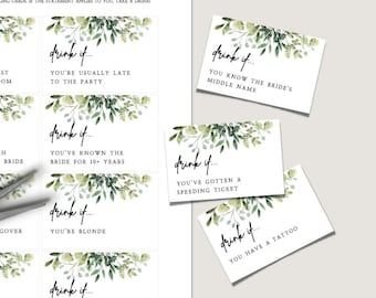 Bachelorette Party Drinking Game | Greenery, Dirty Drink If Game, Printable Bachelorette Games, Bachelorette Party Games, Editable, G1