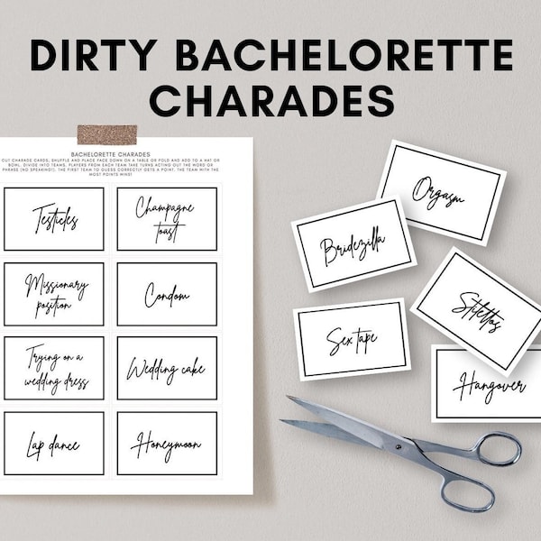 Dirty Bachelorette Charades | Luna, Bachelorette Party Games, Hen Party Game, Instant Download, Printable Charade Cards, Bridal Shower Games