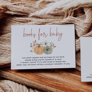 Fall Baby Shower Book Request Insert | A Little Pumpkin Baby Shower, Books for Baby Card, Autumn Baby Shower, Editable Template, F1