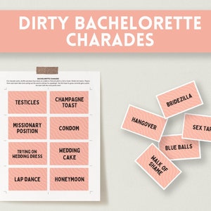Dirty Bachelorette Charades | WAVES, Bachelorette Party Games, Hen Party Game, Instant Download, Charade Cards, Printable Bachelorette Game