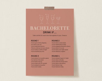 Bachelorette Drinking Game | SOPHIA, Dirty Bachelorette Games, Bachelorette Party Games, Bachelorette Drink If Game, Hen Party Game