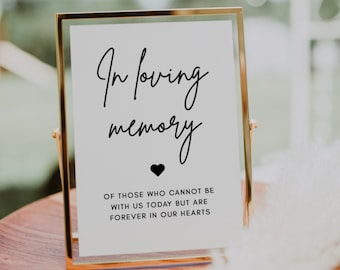 Minimalist In Loving Memory Sign | Luna, Printable In Loving Memory Sign for Wedding, Wedding Memorial Sign, In Memory Sign, Editable Sign