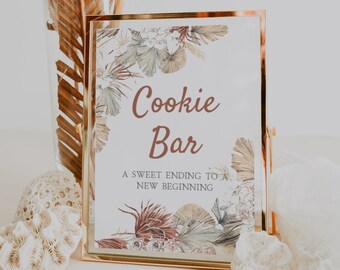 Boho Cookie Bar Printable Sign | LANA, Cookie Table Sign, Dessert Table Sign, Bridal Shower, Baby Shower, Tropical Wedding, Pampas, Bohemian