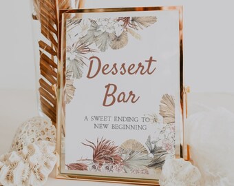 Boho Dessert Bar Printable Sign | LANA, Dessert Table Sign, Bridal Shower, Baby Shower, Tropical Wedding Sign, Pampas, Bohemian, Cake Table