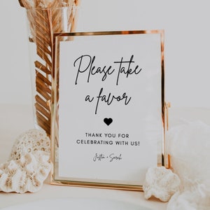 Favor Table Sign | Luna, Printable Favor Table Sign, Instant Download, Please take a Favor, Wedding Favors Sign, Black and White, Editable