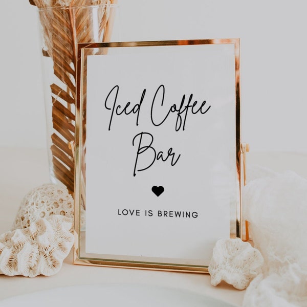 Minimalist Iced Coffee Bar Sign | Luna, Coffee Table Sign, Instant Download, Printable Coffee Bar Sign for Wedding, Printable Wedding Sign