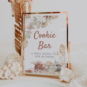 Boho Cookie Bar Printable Sign | LANA, Cookie Table Sign, Dessert Table Sign, Bridal Shower, Baby Shower, Tropical Wedding, Pampas, Bohemian