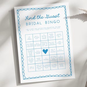 Bridal Bingo | Hand Drawn Find The Guest Bingo, Shower Game Card, Ice Breaker Game, Get to Know You Game, Bridal Shower Game, Doodle, HDB