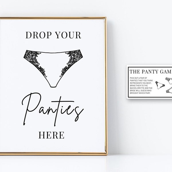 Drop Your Panties Here Sign and Card | Bachelorette Party Games, The Panty Game, Lingerie Game, Bridal Shower Games, Instant Download