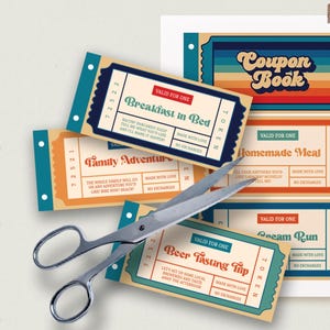 Retro Editable Coupon Book Template | Printable Coupons, Father's Day Coupon, Customizable Coupon Template, Gift for Him, Gift for Her