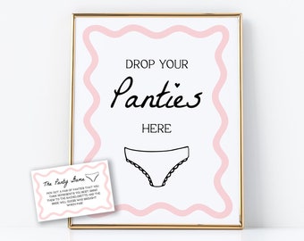 Bachelorette Party Panty Game | Lingerie Shower Game, Bring A Panty Template, Wavy, Pink, Bridal Shower Game, Bachelorette Party Games, WP1