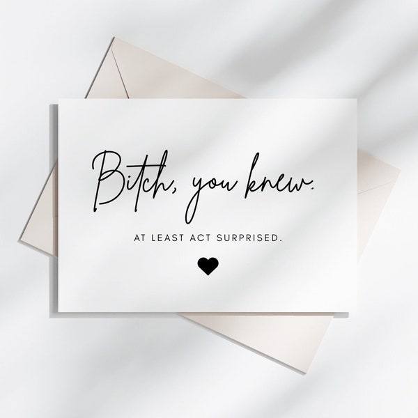 B*tch, You Knew Proposal Card | Luna, Will You Be My Bridesmaid, Maid of Honor, Funny Bridesmaid Card, Bridesmaid Proposal Card, Editable