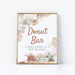 Boho Donut Bar Printable Sign | LANA, Dessert Table Sign, Wedding Donut Sign, Bridal Shower, Baby Shower, Tropical, Pampas, Bohemian