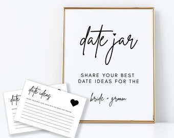 Minimalist Date Night Card Template | Luna, Date Jar Sign, Date Ideas, Newlywed Date Night Card, Bridal Shower, Wedding Signs, Editable Sign