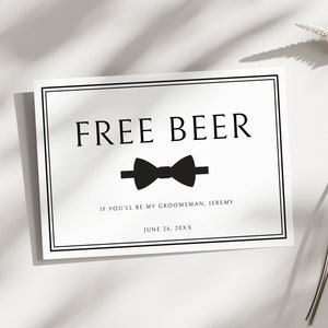 Will You Be My Groomsman Card | Printable Groomsman Proposal, Free Beer, Will You Be My Best Man Card, Wedding Card, Editable Wedding Card