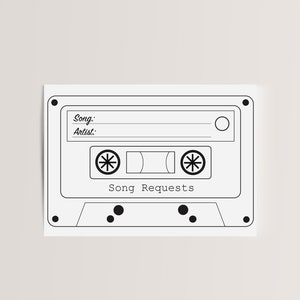 Afdrukbare Mixtape Song Request Card | DJ-verzoekkaart, bruiloftsliedverzoek, ik zal dansen als je speelt, afdrukbare liedverzoekkaart, mixtape