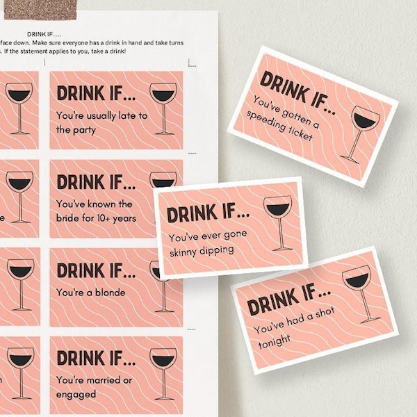 Bachelorette Party Game | Drink If Game, WAVES, Bachelorette Weekend, Printable Bachelorette Game, Editable Drinking Game, Instant Download