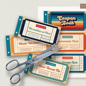 70s Retro Editable Coupon Book Template | Printable Coupons, Customizable Coupon Template, Birthday Coupons, Gifts for Him, Gifts for Her