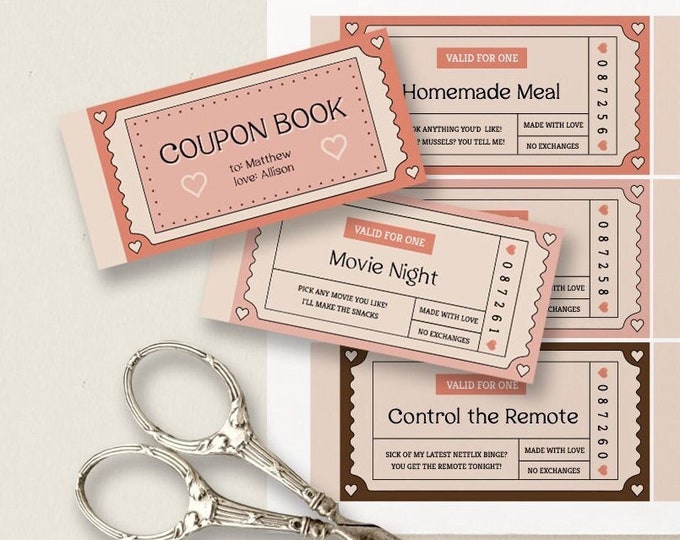 Printable Love Coupon Tickets Machine for Him Her, Editable Canva ...