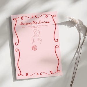 Guess The Dress Bridal Shower Game | Hand Drawn Bridal Shower Game Template, Printable Game, Bachelorette Party Game, Hen Party Game, HD1