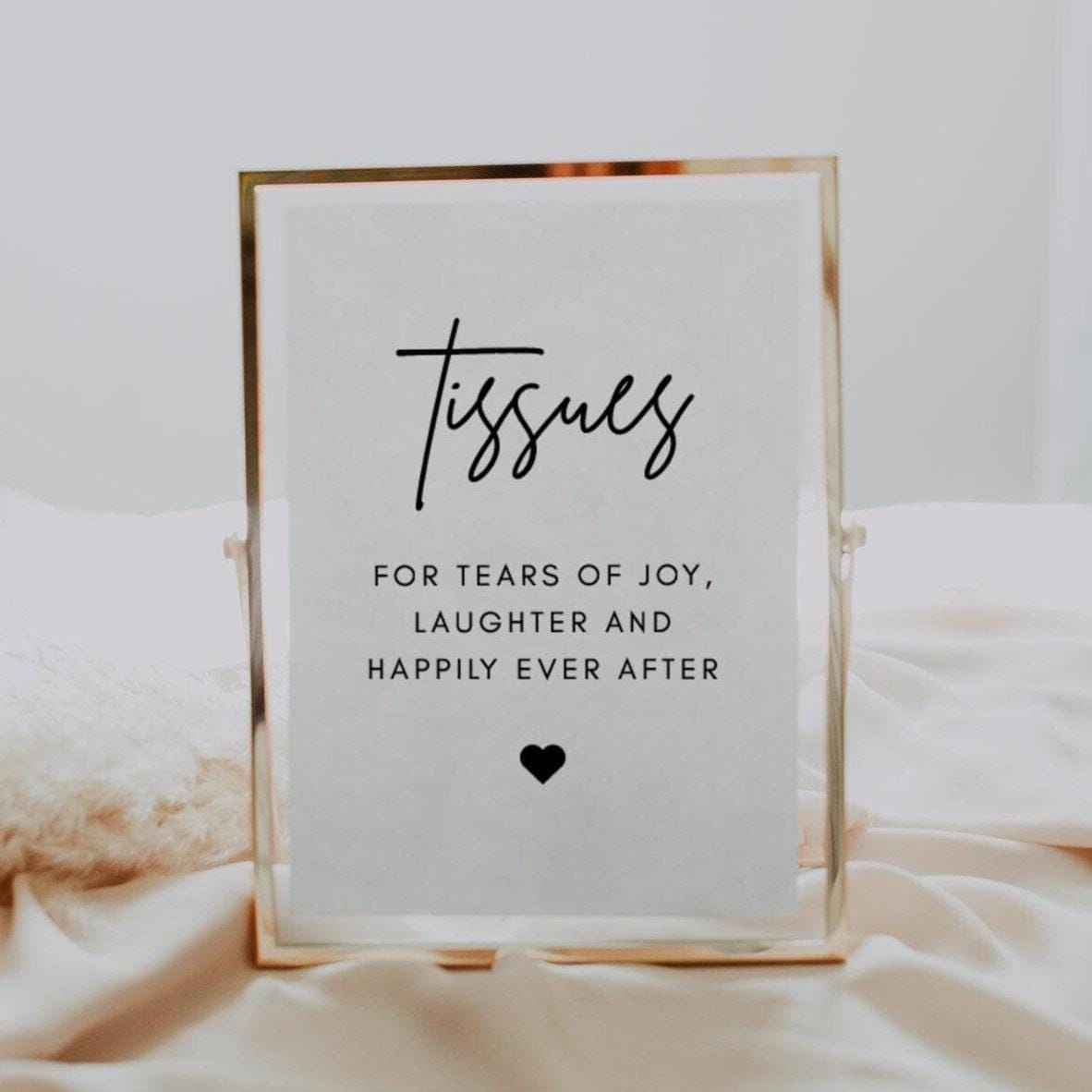 Minimalist Wedding Tissues Sign | Luna, for Your Tears of Joy, for Your ...