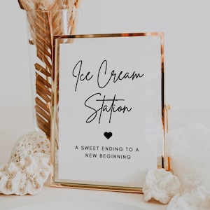 Minimalist Ice Cream Station Sign | Luna, Ice Cream Table Sign, Instant Download, Printable Ice Cream Bar Sign for Wedding, Ice Cream Sundae