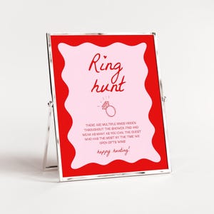 Ring Hunt Bridal Shower Game | Ring Hunt Sign, Printable Bridal Shower Games, Bridal Shower Printable, Ring Game Template, Wavy Border, RP2