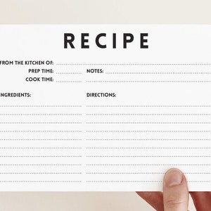 Minimal Recipe Cards, Bridal Shower Recipe Cards, Share a Recipe, Recipes for the Bride, Printable Recipe Card, Instant Download