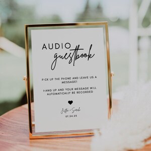 Minimalist Audio Guestbook Sign | Luna, Phone Message Guest Book, Pick Up The Phone, Leave a Message, Audio Guest Book Sign, Printable Sign