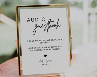 Minimalist Audio Guestbook Sign | Luna, Phone Message Guest Book, Pick Up The Phone, Leave a Message, Audio Guest Book Sign, Printable Sign