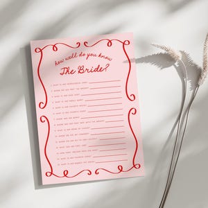 How Well Do You Know the Bride | Hand Drawn Bridal Shower Game, Who Knows The Bride Best, Bridal Trivia Game, Whimsical Scribble Doodle, HD1