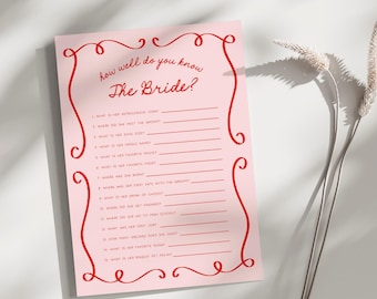 How Well Do You Know the Bride | Hand Drawn Bridal Shower Game, Who Knows The Bride Best, Bridal Trivia Game, Whimsical Scribble Doodle, HD1