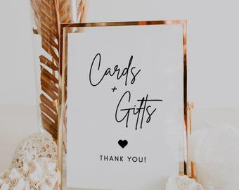 Minimalist Cards and Gifts Sign | Luna, Sign for Wedding Gift Table, Printable Sign, Bridal Shower Gift Sign, Minimalist Wedding Sign