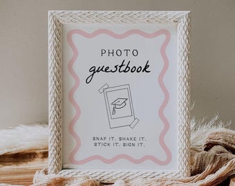 Graduation Party Photo Guestbook Sign | Photo Guest Book Sign, Graduation Photo Guestbook, Polaroid, Graduation Party Signs, Wavy, WP2