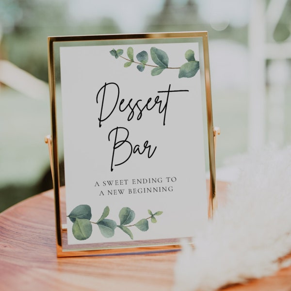 Eucalyptus Dessert Bar Sign | Printable Wedding Sign, Dessert Table Sign, Candy Bar, Love is Sweet, Dessert Sign, Greenery, Rustic Wedding