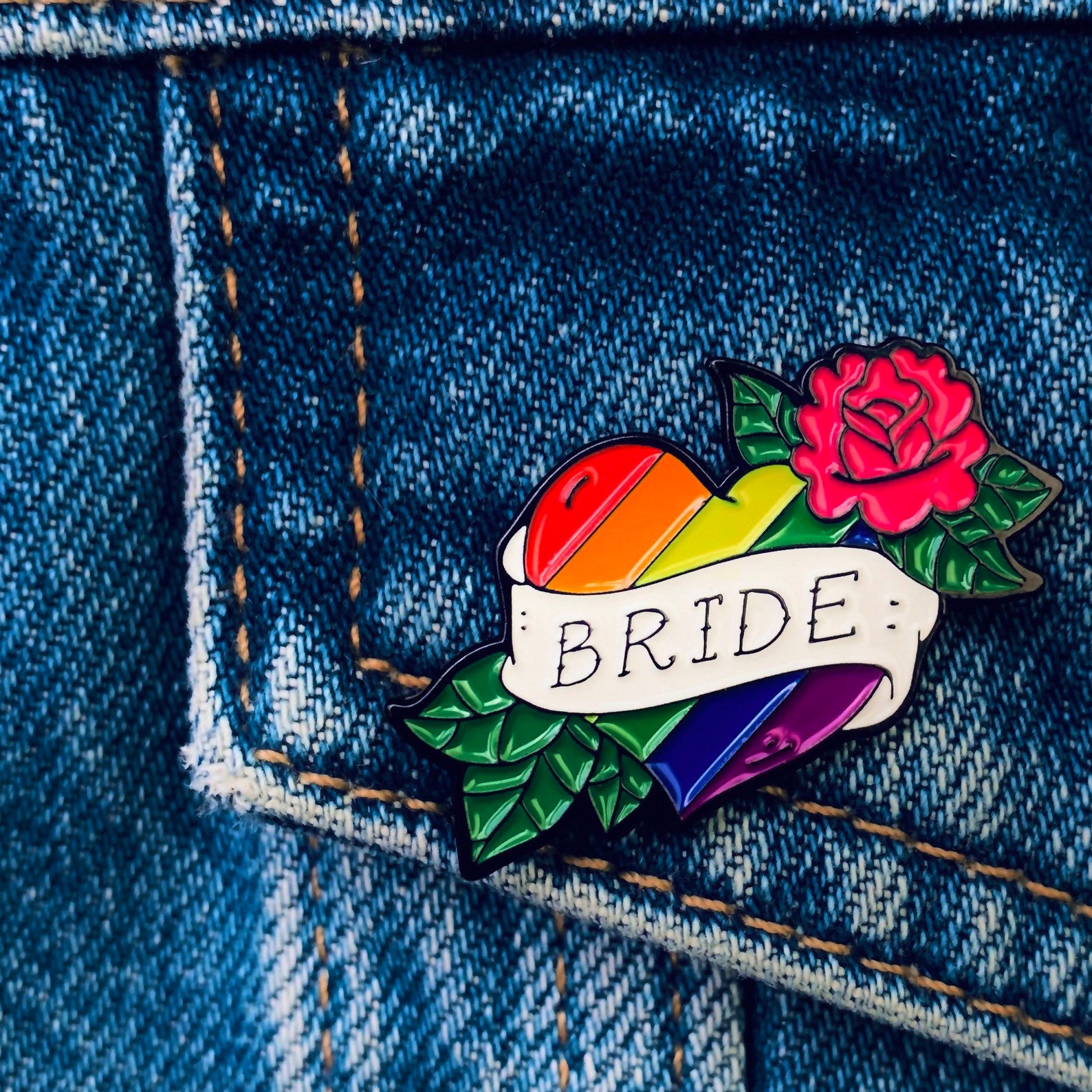 Rainbow Bride Enamel Pin | LGBTQ Wedding Gift, Lesbian Bachelorette ...