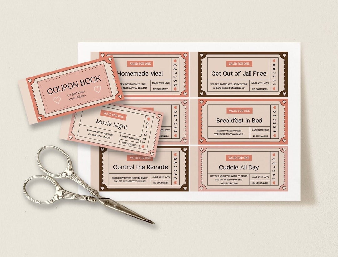 Customizable Love Coupon Book | Printable Coupon Book, Valentine's Day ...