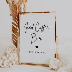Minimalist Iced Coffee Bar Sign | Luna, Coffee Table Sign, Instant Download, Printable Coffee Bar Sign for Wedding, Printable Wedding Sign