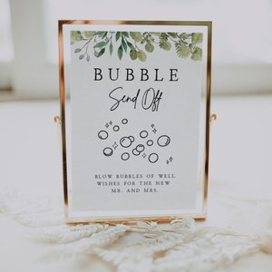 Bubble Send off Sign | Greenery, Newlywed Send Off, Wedding Send Off ...