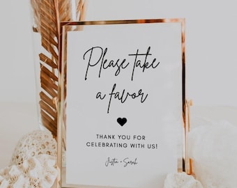 Favor Table Sign | Luna, Printable Favor Table Sign, Instant Download, Please take a Favor, Wedding Favors Sign, Black and White, Editable