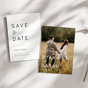 Minimalist Photo Save The Date Template | Luna, Printable Save The Date, Editable, Instant Download, Templett, Double-Sided Save The Date