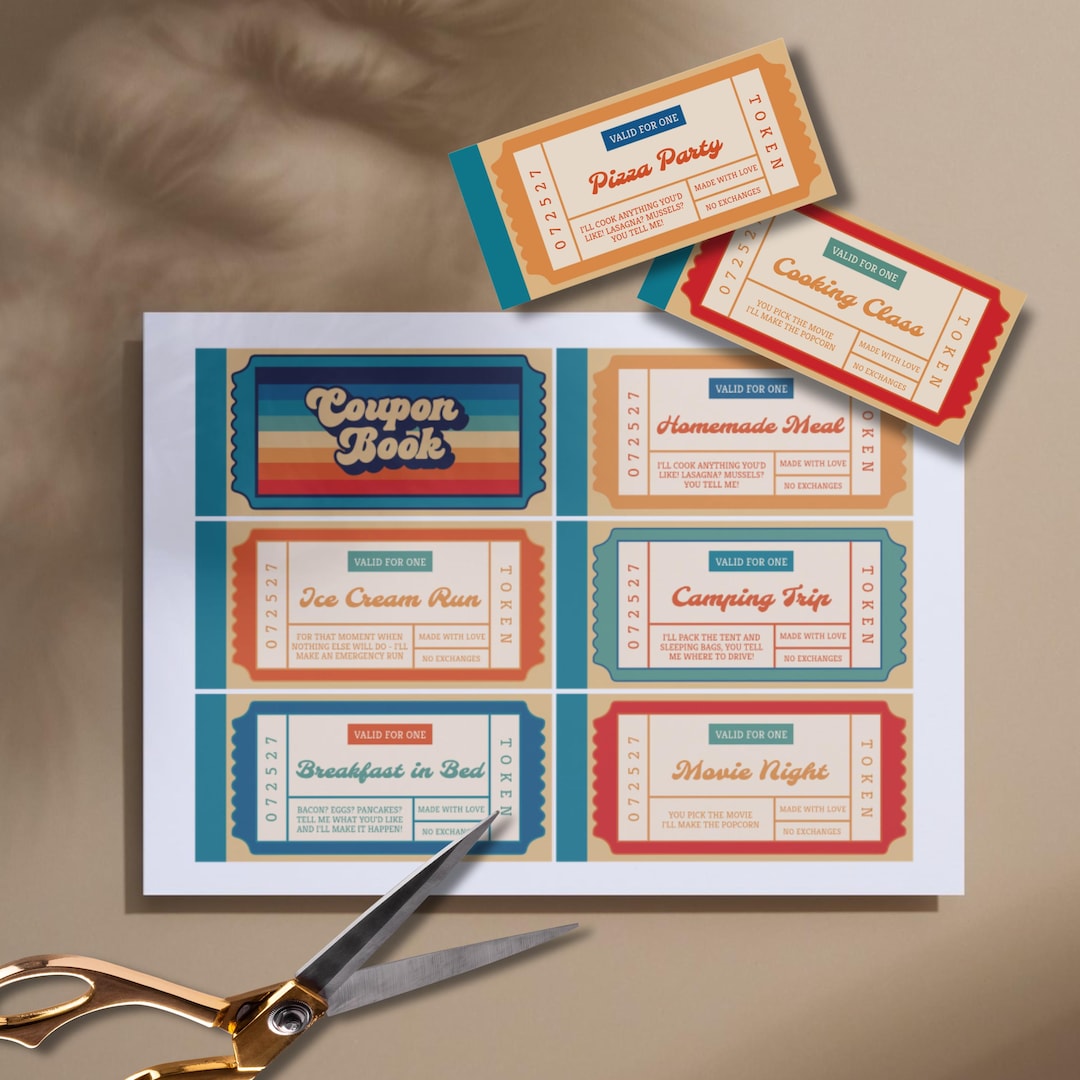 Retro Editable Coupon Book Template, Printable Coupons, Father's Day ...