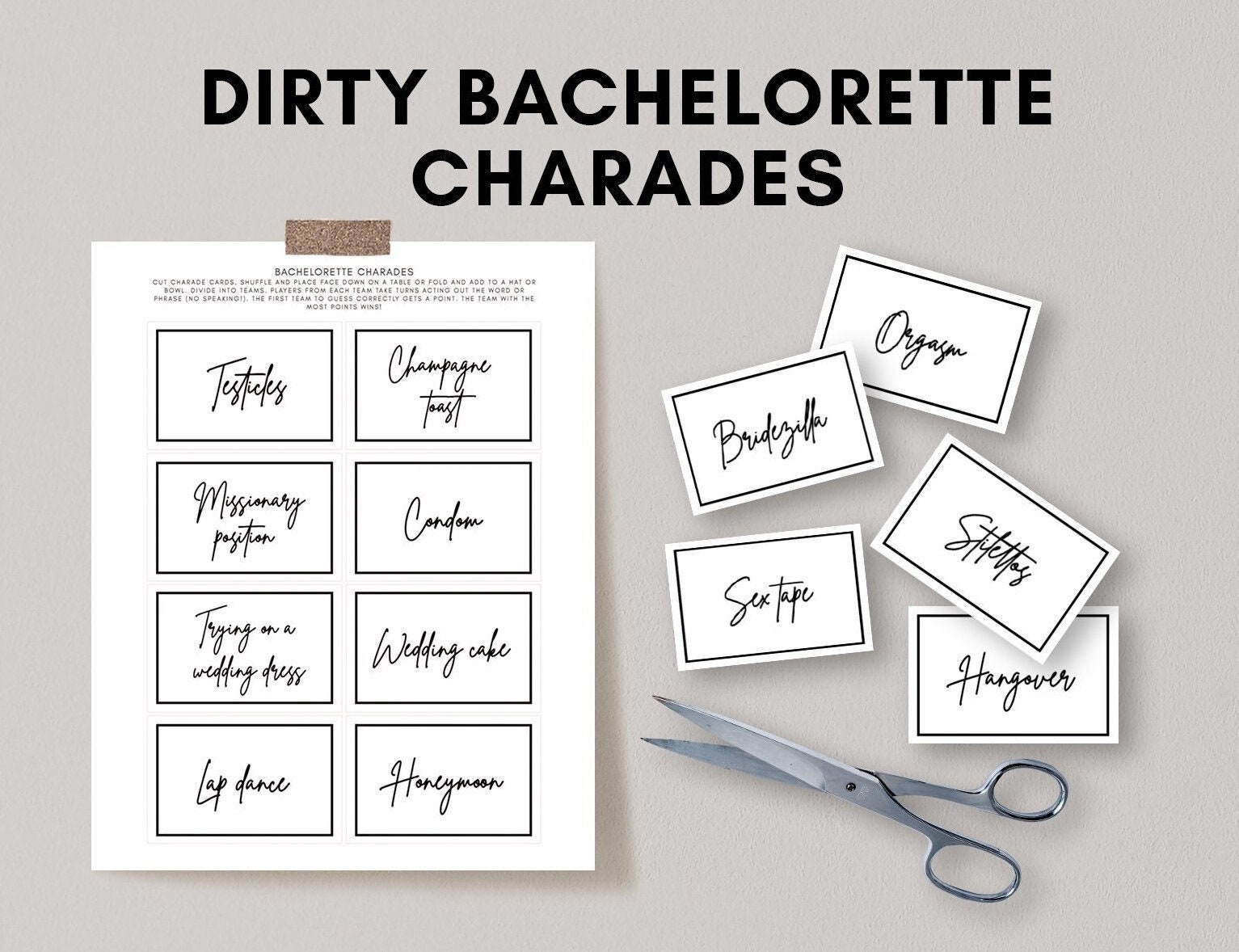 Dirty Adult Charades Ideas Cards