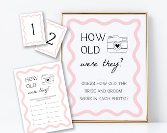 How Old Were The Bride and Groom Game | Bridal Shower Game, How Old Were They, Engagement Party Game, Printable, Guess How Old Game, WP1