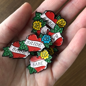 Bachelorette Party Enamel Pin Set, Bride Enamel Pin, Babe Enamel Pin, Bridesmaid Pin, Bachelorette Pin, Gift for Bridesmaid, Hen Party Badge